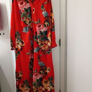 Floral Red Long Dress